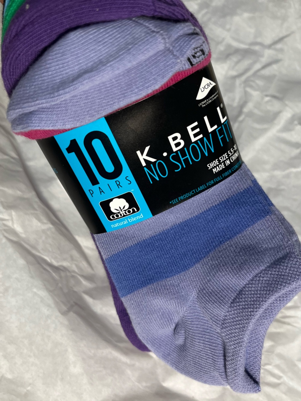 K. Bell No Show Fit Socks 10 Pairs multicolor 5.5-10 new